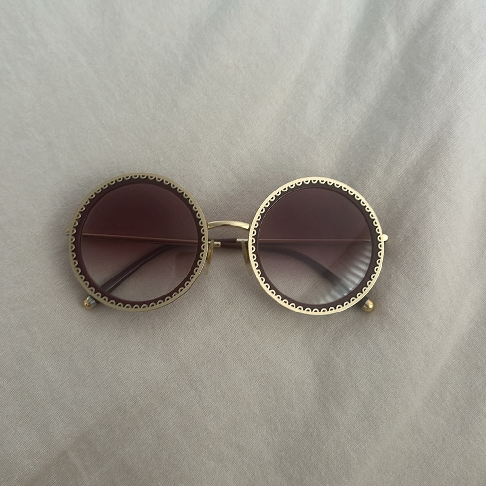 Dolce & Gabbana Round Gold Sunglasses - Picture 6 of 9